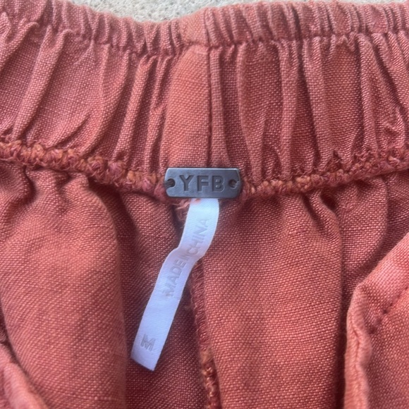 YFB Young Fabulous & Broke Cove Orange Linen Slit Wide Leg Pant Women's Size M - Picture 6 of 9